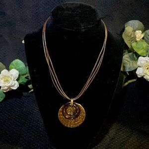 Stunning 14” Gold & Bronze Necklace w/3” extender on 3 layer straps. GORGEOUS!